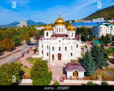 Christ le Sauveur ou la cathédrale Spassky vue aérienne à Pyatigorsk, une ville thermale dans la région des eaux minérales caucasiennes, Stavropol Krai en Russie Banque D'Images