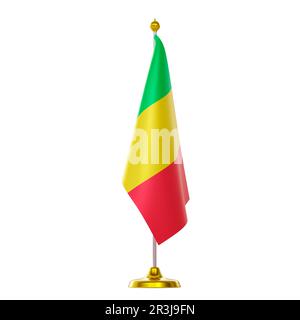 3D drapeau sur le pôle pour le sommet et la réunion politique des pays du Mali. Banque D'Images
