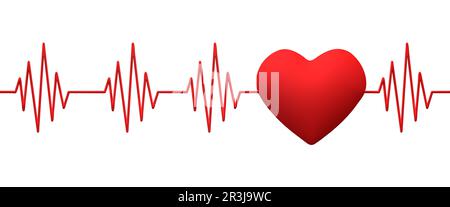 tracé d'impulsion x+cardiogramme et cœur, rendu 3d Banque D'Images