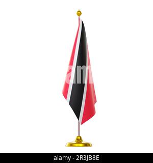 3D drapeau sur le pôle pour le sommet et la réunion politique des pays de Trinité-et-Tobago. Banque D'Images