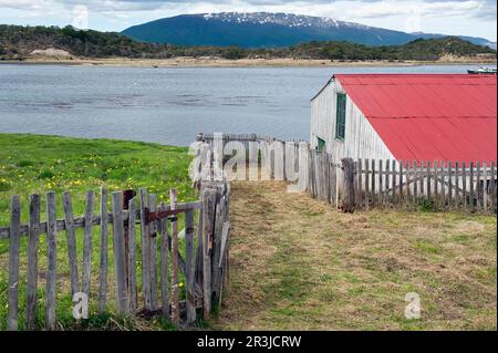 Estancia Haberton et le canal de Beagle, Fireland, Patagonie, Argentine Banque D'Images