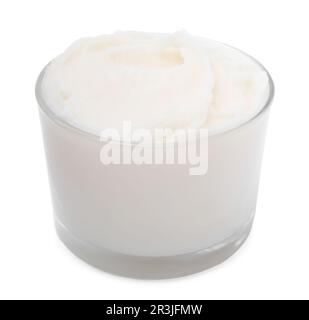 Délicieux lard de porc en verre isolé sur blanc Banque D'Images