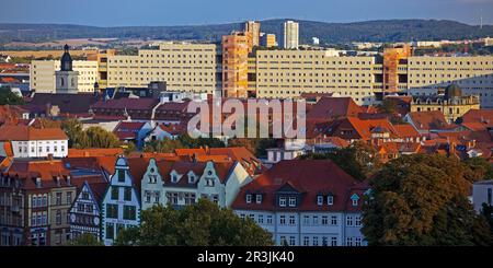 Vue sur la ville depuis Petersberg, Erfurt, Thuringe, Allemagne, Europe Banque D'Images