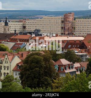 Vue sur la ville depuis Petersberg, Erfurt, Thuringe, Allemagne, Europe Banque D'Images