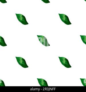 Le vert aquarelle dessiné à la main laisse un motif sans couture. Banque D'Images