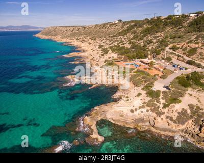 Delta beach, dans la municipalité de Llucmajor, Majorque, Iles Baléares, Espagne, Europe. Banque D'Images