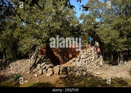 Horno para tradicional fabricacion de cal, Mola de son Pacs, Valldemossa, Majorque, Iles Baléares, Espagne. Banque D'Images