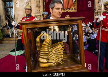 Garde d'honneur, Festa de l'Estandart, fête civique-religieuse dans la conquête chrétienne de la ville est commémorée par le roi Jaume I sur 31 décembre 1229. Palma, Majorque, Iles Baléares, Espagne, Europe. Banque D'Images