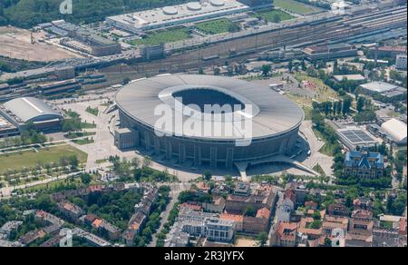 Budapest, Hongrie – 20 mai 2023. Vue sur le stade Puskas Arena de Budapest, Hongrie. Banque D'Images