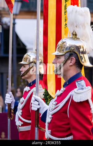 Garde d'honneur, Festa de l'Estandart, fête civique-religieuse dans la conquête chrétienne de la ville est commémorée par le roi Jaume I sur 31 décembre 1229. Palma, Majorque, Iles Baléares, Espagne, Europe. Banque D'Images