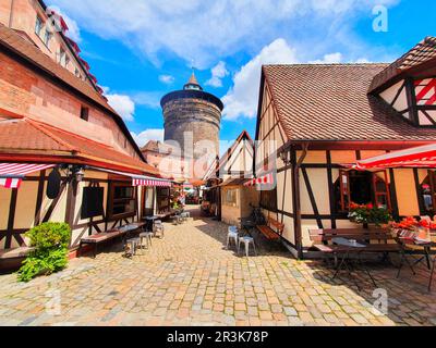 Handwerkerhof ou Crafts Yard dans la vieille ville de Nuremberg. Nuremberg est la deuxième plus grande ville de l'État de Bavière en Allemagne. Banque D'Images