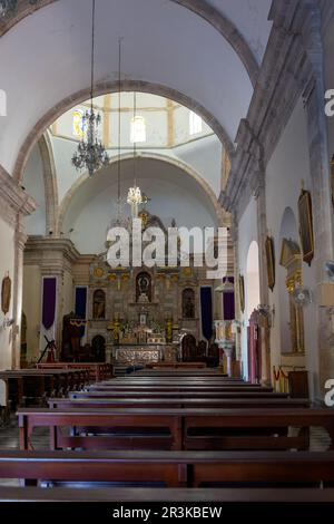 Intérieur de l'église cathédrale notre-Dame de l'Immaculée conception, ville de Campeche, Etat de Campeche, Mexique Banque D'Images