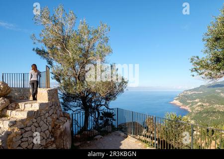 Mirador de Ricard Roca, Mirador des Grau, Leganés, Serra de Tramuntana, à Majorque, îles Baléares, Espagne. Banque D'Images