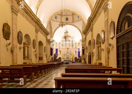 Intérieur de l'église cathédrale notre-Dame de l'Immaculée conception, ville de Campeche, Etat de Campeche, Mexique Banque D'Images