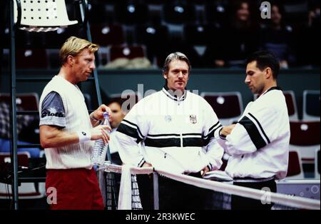 Boris Becker, deutscher Tennisspieler mit Carl Uwe Steeb. Banque D'Images