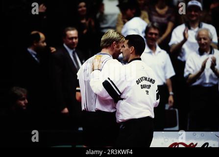 Boris Becker, deutscher Tennisspieler mit Carl Uwe Steeb. Banque D'Images