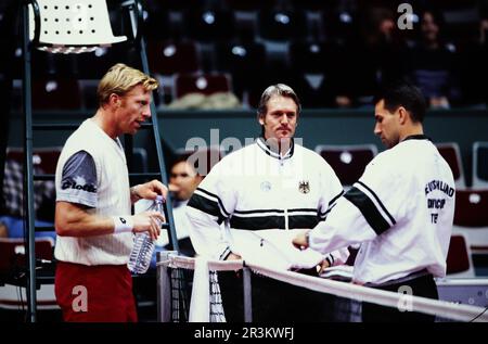 Boris Becker, deutscher Tennisspieler mit Carl Uwe Steeb. Banque D'Images