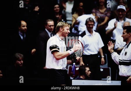 Boris Becker, deutscher Tennisspieler mit Carl Uwe Steeb. Banque D'Images