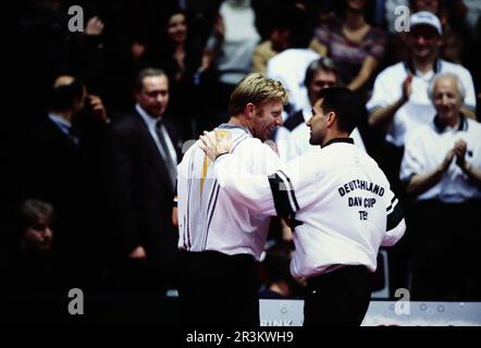 Boris Becker, deutscher Tennisspieler mit Carl Uwe Steeb. Banque D'Images