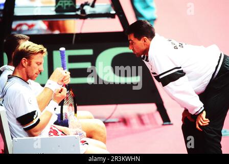 Boris Becker, deutscher Tennisspieler mit Carl Uwe Steeb. Banque D'Images