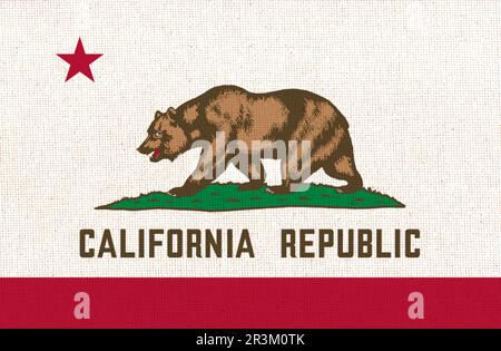 Drapeaux des États américains Fabric Flag California, Flag of California. Drapeau de l'État américain. Symbole o Banque D'Images