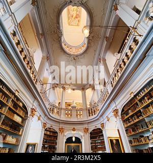 Bibliothèque Duchess Anna Amalia, Rococo Hall, patrimoine mondial de l'UNESCO, Weimar, Thuringe, Allemagne, Europe Banque D'Images