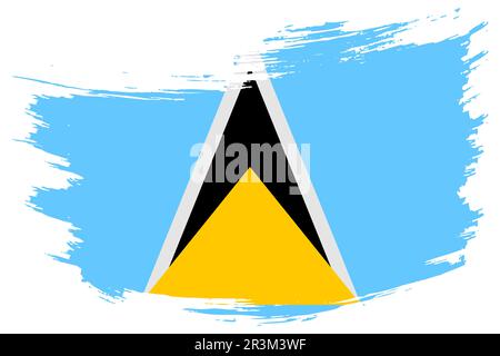 Fond vectoriel de drapeau de trait de pinceau Sainte-Lucie. Banderole isolée peinte à la main de style grunge Saint Lucian. Illustration de Vecteur