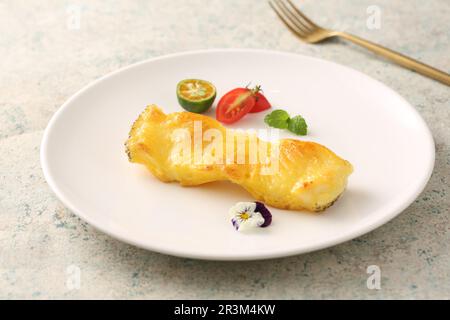 Filet de Codfish poêlé， morue de l'Atlantique Banque D'Images