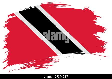 Trinidad et Tobago drapeau de trait de pinceau fond vectoriel. Banderole isolée peinte à la main de style grunge République de Trinité-et-Tobago. Illustration de Vecteur