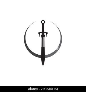 Épées croisées, icône de sabre et de lame, symbole de vecteur simple plat et icône de bonus Illustration de Vecteur