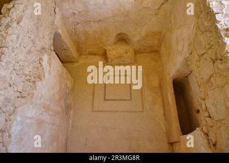 Masada ruine les mosaïques dans le sud du désert de Judée en Israël Banque D'Images