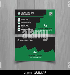 Modèle horizontal de carte de visite de couleur verte et gris foncé, modèle de conception de mise en page simple et propre Illustration de Vecteur