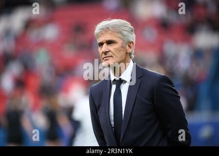 Julien Mattia / le Pictorium - Paris Saint Germain (PSG) contre OL Women - 21/05/2023 - France / Ile-de-France (région) / Paris - PSG entraîneur féminin, Gérard Precheur lors du match Arkema Ligue 1 entre PSG et Olympique Lyonnais au Parc des Princes, 21 mai 2023 Banque D'Images