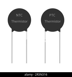 Conception vectorielle de thermistance CTN et PTC isolée sur fond blanc Illustration de Vecteur