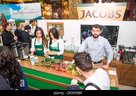 Bakou, Azerbaïdjan, 12 janvier 2019 : festival du café et du thé à Bakou, concours de barmen. Banque D'Images