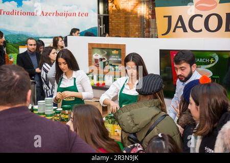 Bakou, Azerbaïdjan, 12 janvier 2019 : festival du café et du thé à Bakou, concours de barmen Banque D'Images