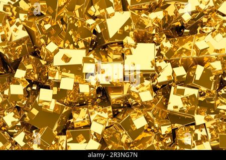 Fond doré des cubes Banque D'Images