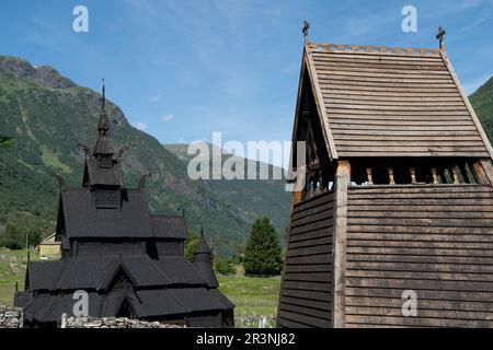 Eglise de la rive du 12th siècle à Borgund, Norvège Banque D'Images