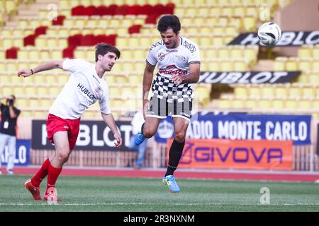 Monaco, Monaco. 23rd mai 2023. Carlos Sainz de Ferrari joue un match de football de charité au stade Louis II de Monaco sur 23 mai 2023. Le World Stars football Match a eu lieu mardi soir avant le Grand Prix de Monaco de Formule 1 et a été joué par l'équipe de pilotes, dont F1 pilotes, et le Star Team MC. Cette année marque l'organisation 30th de l'événement caritatif. (Credit image: © Beata Zawrzel/ZUMA Press Wire) USAGE ÉDITORIAL SEULEMENT! Non destiné À un usage commercial ! Banque D'Images