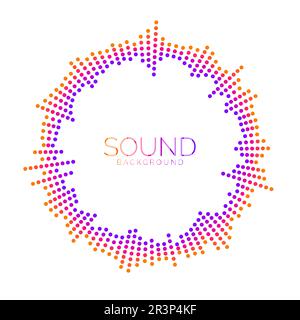 Visualisation de l'onde sonore circulaire. Concept d'égaliseur de lecteur de musique à pointillés. Signal audio radial ou élément de vibration. Reconnaissance vocale. Épicentre, cible, radar, icône radio. Vecteur coloré Illustration de Vecteur