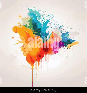 Texture aquarelle multicolore réaliste sur fond blanc - vecteur Banque D'Images