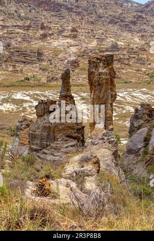 Parc national d'Isalo dans la région d'Ihorombe, Madagascar Banque D'Images