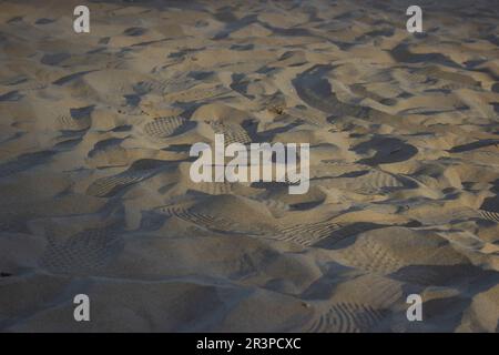 Empreintes de pieds dans le sable de la plage, Huellas en la Arena Banque D'Images