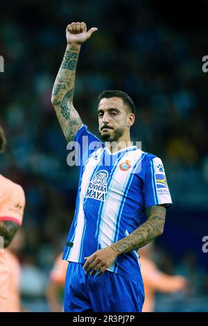 Cornellà, Espagne, 24, mai 2023. Espagnol la Liga : RCD Espanyol / Atlético de Madrid. Joselu (9) Credit: JG/Alay Live News Banque D'Images