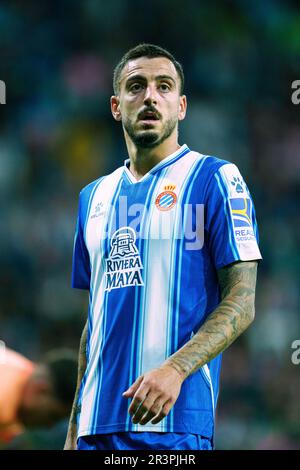 Cornellà, Espagne, 24, mai 2023. Espagnol la Liga : RCD Espanyol / Atlético de Madrid. Joselu (9) Credit: JG/Alay Live News Banque D'Images