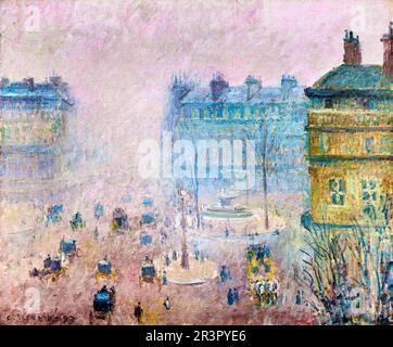 Place du Théâtre Français: Peinture effet brouillard en haute résolution par Camille Pissarro. Original du musée d'Art de Dallas Banque D'Images