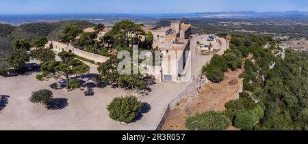 Sanctuaire de notre-Dame de Cura, Puig de Cura, Algaida, Majorque, Espagne. Banque D'Images