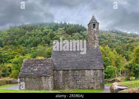 Église Saint-Kevin de Glendalough, Irlande Banque D'Images