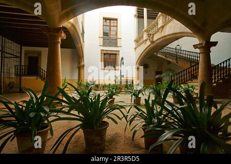 Patio de Can Oleza (Monumento historico-artistico) (s.XVII).Centro historico.Palma.Mallorca.Baleares.España. Banque D'Images