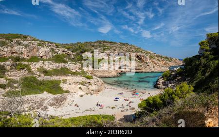 Caló des Marmols, Santanyí, Mallorca, Iles Baléares, Espagne. Banque D'Images